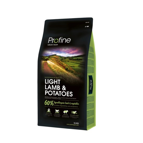 Profine Light 15kg Ξηρά Τροφή Διαίτης για Ενήλικους Σκύλους με Αρνί και Πατάτες