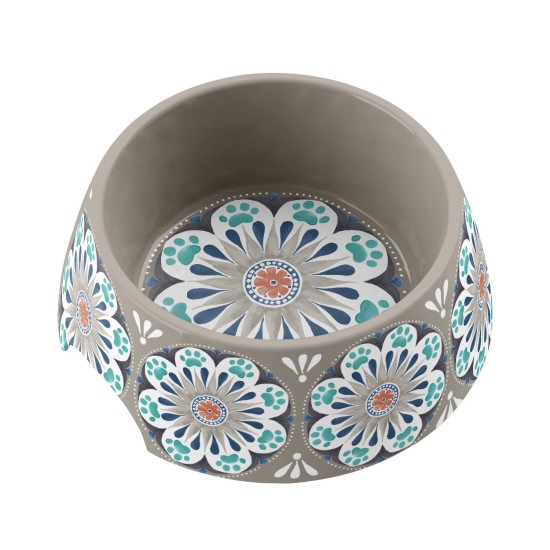 Carmel Medallion Pet Bowl Grey/M