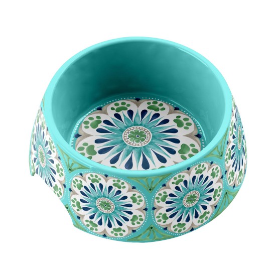 Carmel Medallion Pet Bowl Turquoise/M