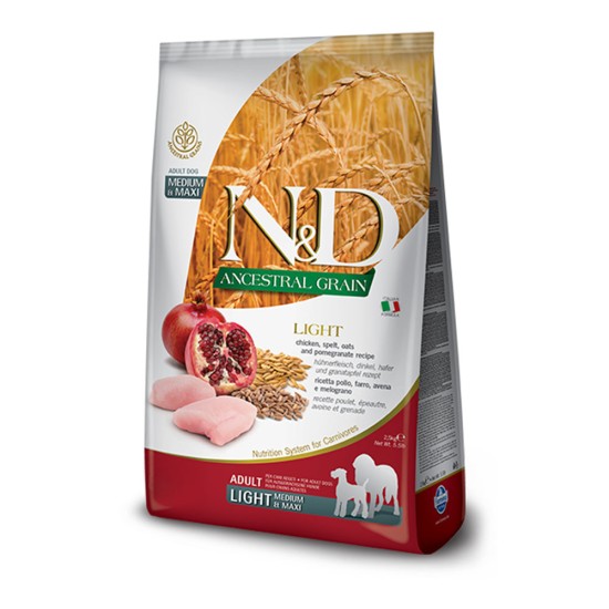 N&D Low Grain Dog Chicken & Pomegranate Light Medium & Maxi 2,5Κ Ξηρά Τροφή Διαίτης για Ενήλικους Σκύλους Μεσαίων & Μεγαλόσωμων Φυλών με Κοτόπουλο και Ρόδι