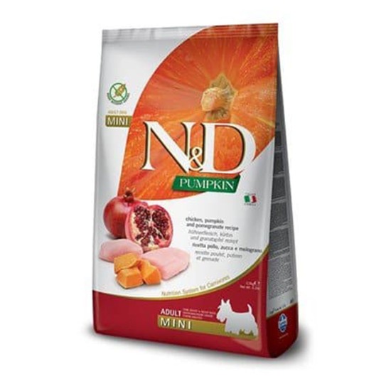 Farmina N&D Pumpkin Adult Mini 2.5kg Ξηρά Τροφή χωρίς Σιτηρά για Ενήλικους Σκύλους Μικρόσωμων Φυλών με Κοτόπουλο, Ρόδι και Κολοκύθα